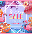 summer big sale typography poster with flamingo vector image