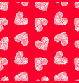 hand drawn seamless red heart pattern valentines vector image