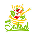 modern plate with salad logo vector image