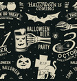 set halloween celebration seamless pattern vector image