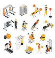 fitness in gym isometric icons set vector image vector image