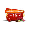 valentines day sale up to 50 off red banner vector image vector image