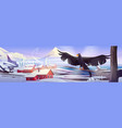 black eagle falcon or hawk sitting on tree branch vector image