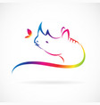 rhino and butterfly on white background vector image