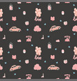 seamless pattern with romantic objects in rose vector image vector image