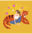 girl and tiger art print vector image