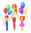 woman and children with balloons banner vector image vector image
