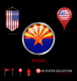 round chrome badge with arizona state flag vector image vector image