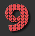 double exposure number 9 on white background vector image vector image