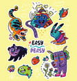 easy peasy stickers funny creatures vector image vector image