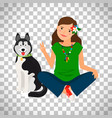 hippie girl with dog icon vector image