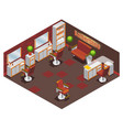 isometric barber shop interior concept vector image