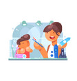 child brushing teeth with mother vector image vector image