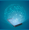 abstract network hologram over smartphone screen vector image vector image