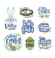 collection easter letterings handwritten vector image