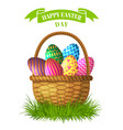 easter concept basket with colored vector image vector image