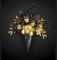 waffle cones with black orchids vector image