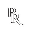 elegant line pr logo isolated on white background vector image vector image