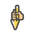 hand with zipper icon cartoon vector image vector image
