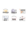 cow meat logo pig animal farm pork or chicken vector image
