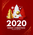 happy new 2020 year greetings with 3d fir trees vector image