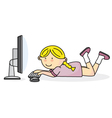 girl using the computer vector image