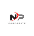 np modern letter logo design with swoosh vector image