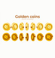 3d gold isolated coins set different positions vector image