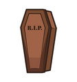 wooden coffin spooky decoration halloween icon vector image vector image