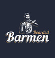 bearded barmen barkeeper or bartender in work vector image vector image