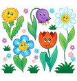 cartoon flowers collection 4 vector image