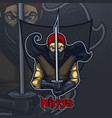 ninja with katana on a dark background logo vector image vector image