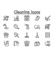 cleaning icons set in thin line style vector image