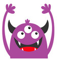 monster head violet silhouette three eyes teeth vector image