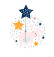 cute bunny sleeping in balloons stars design vector image