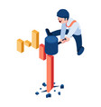 isometric businessman use hammer to smashing vector image vector image