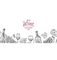 sketch wine drawing drinks grapes bottles vector image vector image