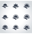 black sunrise icon set vector image vector image