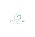 green house with leaf logo mono line art concept vector image