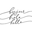 hello word in english french and spanish vector image vector image