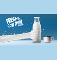 realistic transparent clear milk bottle vector image vector image