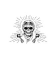 racing skull hand drawn vector image vector image