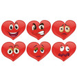 red hearts with facial expressions vector image