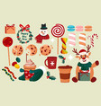 set of winter coffee and sweets vector image