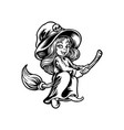 silhouette cute teenage witch clipart vector image vector image