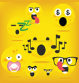 funny happy yellow emojismiley emoticons vector image vector image