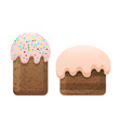 easter cakes white topping decorated with caramels vector image