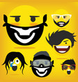 funny happy yellow emojismiley emoticons vector image vector image