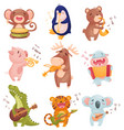 humanized animals with musical instruments vector image