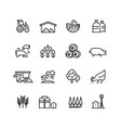 farm harvest linear icons agronomy vector image vector image
